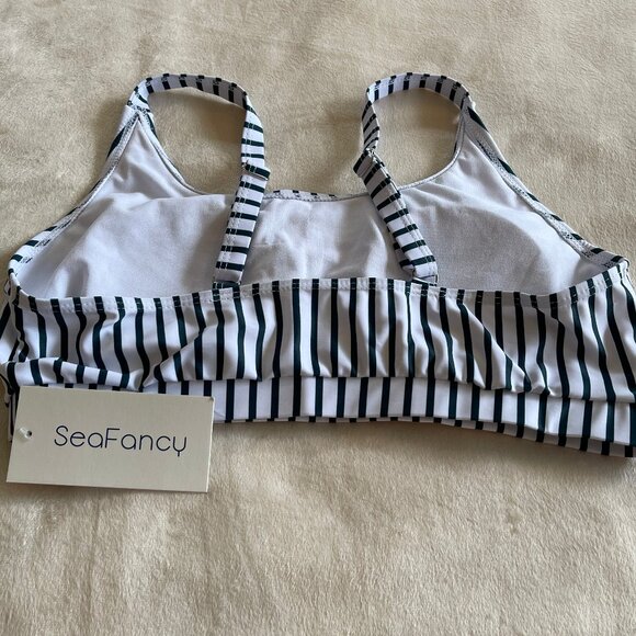 PRICED TO SELL - See Description for details -- Blue/White Striped Bikini Top - Picture 4 of 5
